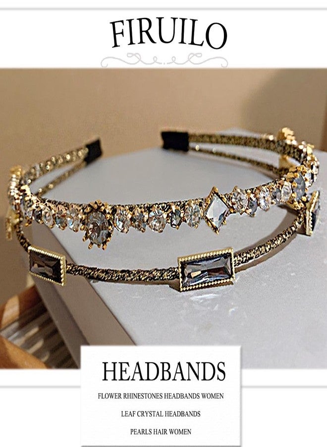Firuilo Rhinestones Headbands Vintage Crystal Headbands Layered Gold Hairband for Women - Image 4